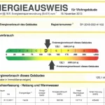Energieausweis mit Energieeffizienzklasse D für ein Wohngebäude basierend auf dem Verbrauch