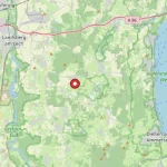 Landkarte der Region zwischen Landsberg am Lech und dem Ammersee mit einer roten Standortmarkierung im Zentrum.